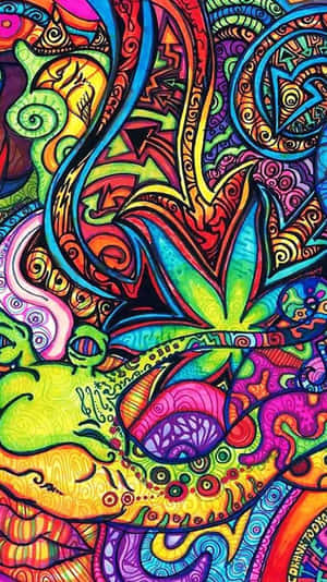 充滿活力的迷幻抽象藝術，帶有旋轉彩色圖案和有機形狀。 — 植物美學 壁紙