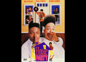 電影《House Party》的海報，角色在色彩繽紛的室內場景中充滿活力地擺姿勢。 — OLED 壁紙