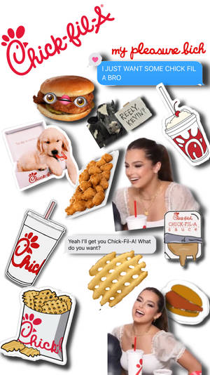Chick-fil-A 食品拼貼畫，包含粉絲和迷因，慶祝品牌。 — 艾迪生·雷 壁紙