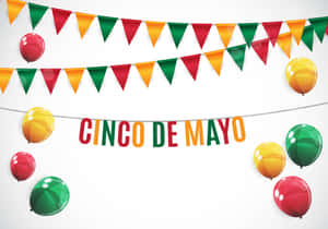 以色彩繽紛的旗幟和氣球慶祝 Cinco de Mayo。 — 墨西哥 壁紙