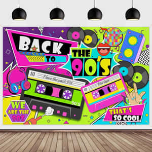 復古90年代派對背景，帶有卡式錄音帶和大膽圖案。 — 復古90年代風格 壁紙