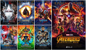 Marvel超級英雄電影海報，角色擺出動作姿勢。 — 4K Marvel 壁紙