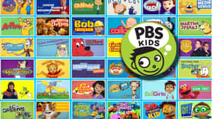 PBS Kids標誌被色彩繽紛的兒童節目圖標環繞。 — Pbs Kids 壁紙