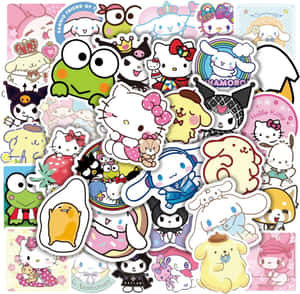 包括Hello Kitty和朋友們在內的粉彩Sanrio角色貼紙系列。 — 凱蒂貓 美學 GIF 壁紙