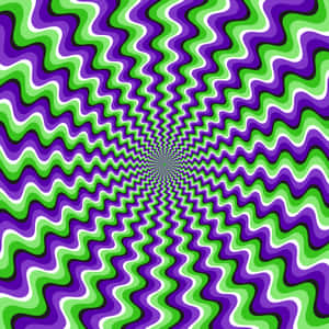 色彩繽紛的催眠螺旋圖案，綠色、紫色和白色的波浪向內匯聚。 — iPad (A16) 壁紙