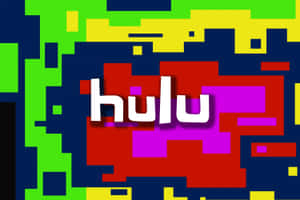在色彩繽紛的像素背景上，白色文字的 Hulu 標誌。 — 葫蘆 壁紙