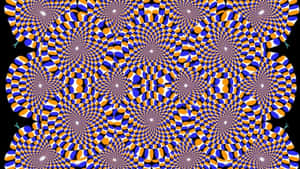 抽象數位藝術作品，在黑色背景上呈現藍色和橙色的催眠螺旋。 — 界王拳 壁紙