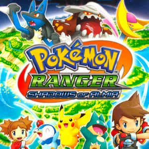 Pokémon Ranger 遊戲封面， featuring 角色和巨型 Pokémon 的動作場面。