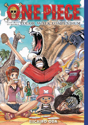 One Piece 漫畫封面，角色和動物在熱帶環境中。 — 美學天空 壁紙