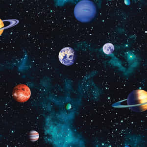 色彩繽紛的宇宙星雲中漂浮的行星和恆星。 — 酷炫太空 壁紙
