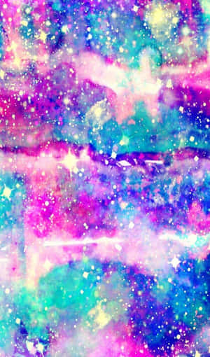 充滿活力的宇宙星雲，有旋轉的粉紅、青綠、紫色雲層和閃爍的星星。 — Galaxy Tab A11 壁紙