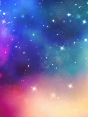 色彩繽紛的星空，帶有發光的星雲雲，呈現紫色、藍色、粉紅色和橙色。 — 3:4 壁紙