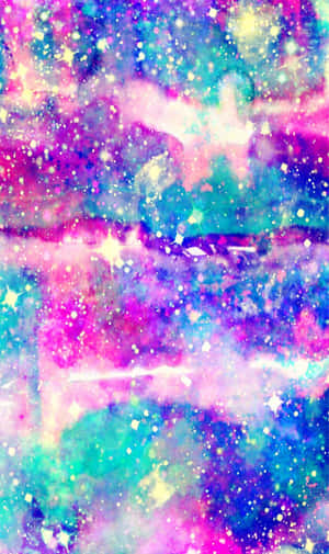 充滿活力的宇宙星雲，帶有閃爍的粉紅、藍綠和紫色星星。 — Tecno Megapad 壁紙