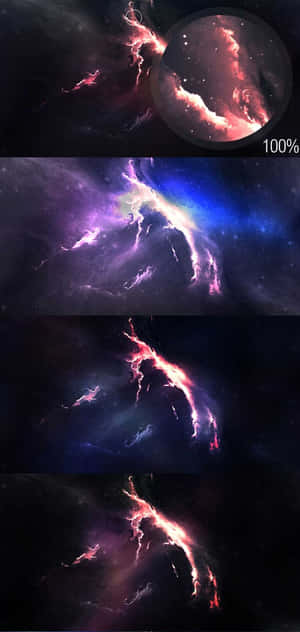 在深空中發出粉紅色和紫色雲彩的宇宙星雲。 — 優質 GIF 壁紙