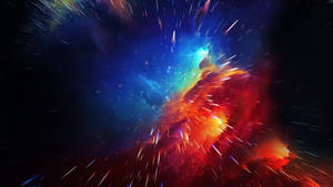 深空中帶有流星的多彩宇宙星雲 — 藍色銀河 壁紙