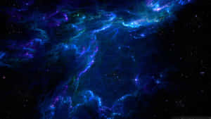 深空中帶有星星的電光藍和紫色星雲。 — 藍色美學電腦 壁紙