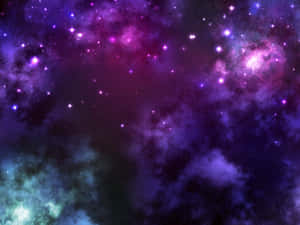 在深空中閃爍星星的充滿活力的紫色、粉紅色和藍綠色星雲。 — 宇宙美學 壁紙