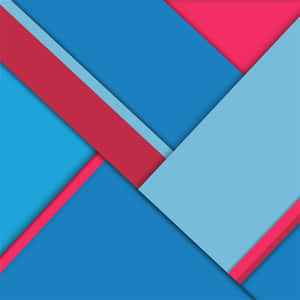 藍色和粉紅色形狀的抽象幾何圖案，線條清晰，角度銳利。 — Material Design 壁紙