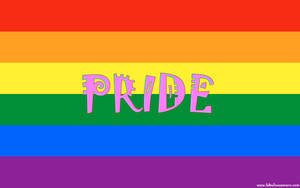 彩虹驕傲旗，帶有粉紅色風格化文字，寫著 PRIDE。 — 可愛又粉嫩 壁紙