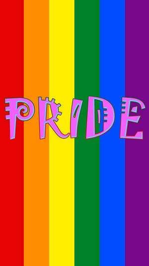 彩虹條紋上的粉紅色Pride文字 — 驕傲 GIF 壁紙