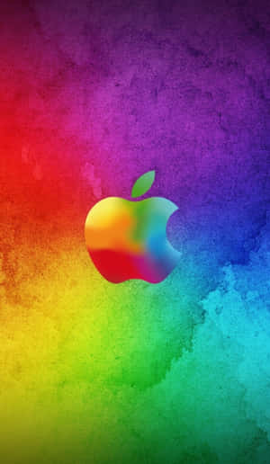 色彩繽紛的Apple標誌在彩虹水彩背景上。 — 蘋果標誌 iPhone 壁紙