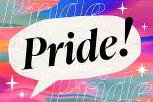 一個色彩繽紛的圖形，對話框中帶有單詞 Pride，周圍環繞著星星。 — 榮耀戰魂 壁紙