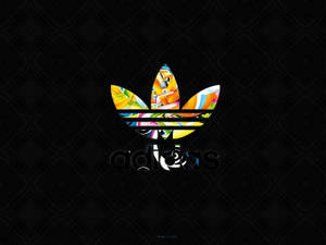 深色紋理背景上的色彩繽紛抽象Adidas標誌 — 愛迪達 GIF 壁紙