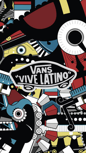 Vans Vive Latino標誌被抽象的機械和幾何形狀包圍。 — Vans 標誌 壁紙