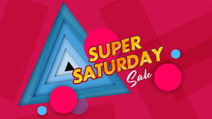 Super Saturday Sale 促銷圖形，帶有彩色形狀和粗體文字。 — 淺粉色調 壁紙