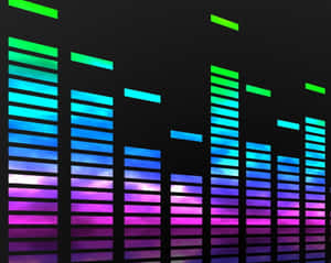 在深色背景上發光的螢光色等化器條。 — Soundcloud 壁紙