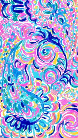 迷幻抽象壁紙，帶有鮮豔色彩的旋轉佩斯利圖案。 — 莉莉·普利策 壁紙