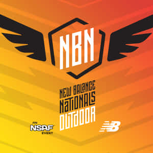 New Balance Nationals Outdoor活動標誌，帶有翅膀和漸變背景。 — iPad (A16) 壁紙
