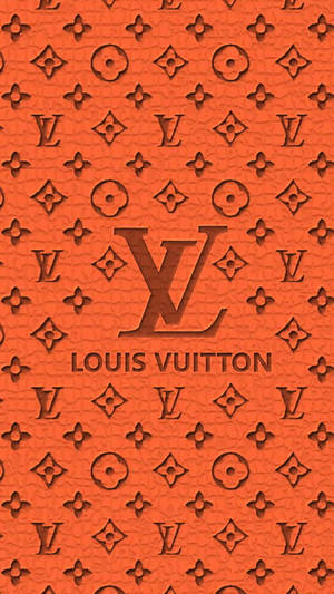 帶有 Louis Vuitton 字母組合圖案和標誌的橙色皮革。