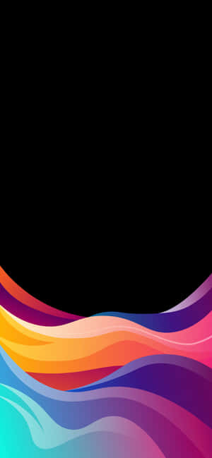 大膽多彩的波浪在黑色背景上以數位藝術風格流動。 — iPhone 18 壁紙
