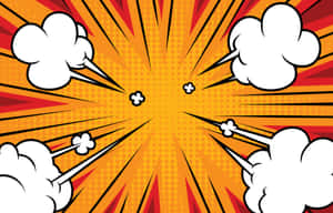 漫畫風格爆炸，帶有煙霧雲和輻射線條。 — 普普藝術動圖 壁紙