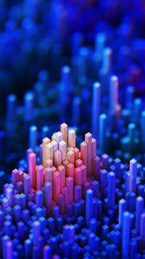 抽象3D條狀漸變色形成數位景觀。 — 3D iPhone 壁紙