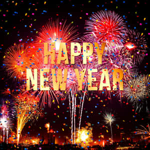 煙火和五彩紙屑在夜間城市天際線上慶祝新年。 — 新年快樂 2020 壁紙