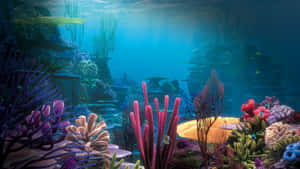 色彩繽紛的珊瑚礁，魚兒在陽光照射的海水中游動。 — 水族箱 壁紙