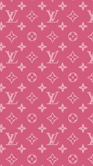 粉紅色背景，帶有白色Louis Vuitton monogram和花卉圖案。 — 粉嫩粉彩美學 壁紙