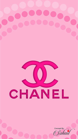 粉紅色背景，帶有 Chanel 標誌和點狀邊框設計。 — 香奈兒標誌 壁紙