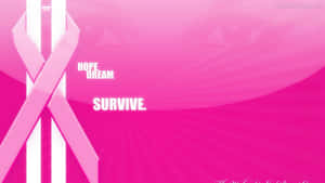 粉紅絲帶意識圖形，帶有眼睛和文字 hope dream survive。 — 可愛又粉嫩 壁紙