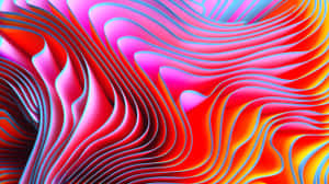 動態數位藝術作品，具有流動的彩色波浪和發光的藍色輪廓。 — 薇薇 壁紙