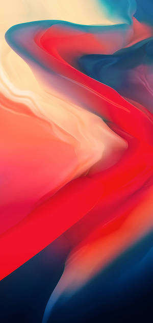 動態抽象數位藝術作品，帶有流動的紅色、藍色和奶油色漸變。 — iPhone 17 壁紙