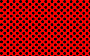 紅色背景上黑色圓點以網格圖案重複。 — 象神黑白 壁紙