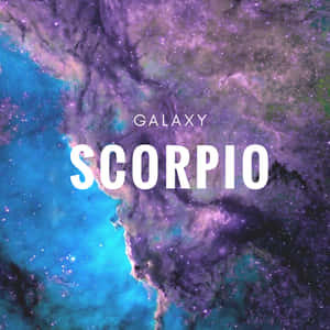 帶有紫色藍綠色雲和白色文字 galaxy scorpio 的宇宙星雲 — 天蠍座美學 壁紙