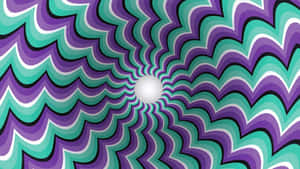 紫色和藍綠色波浪向明亮的白色中心匯聚的催眠螺旋。 — 幻覺 壁紙