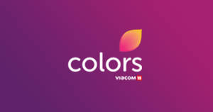 紫色漸變背景上帶有葉子圖標的Colors TV標誌。 — 紫色 壁紙