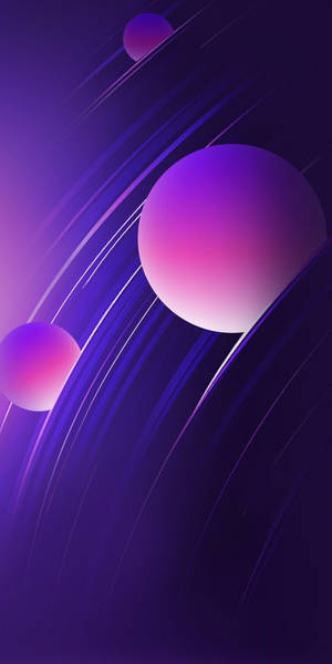 在紫色宇宙抽象數位背景中漂浮的發光球體。 — 漸層 壁紙