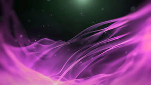 在宇宙空間中流動的紫色能量波，帶有發光粒子。 — 粉紅色美學桌面 壁紙