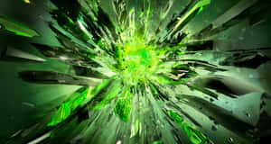 綠色能量爆炸將水晶碎片向外粉碎。 — Nvidia GIF 壁紙